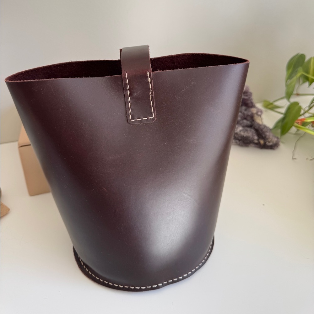 Maroon Leather Bucket Bag